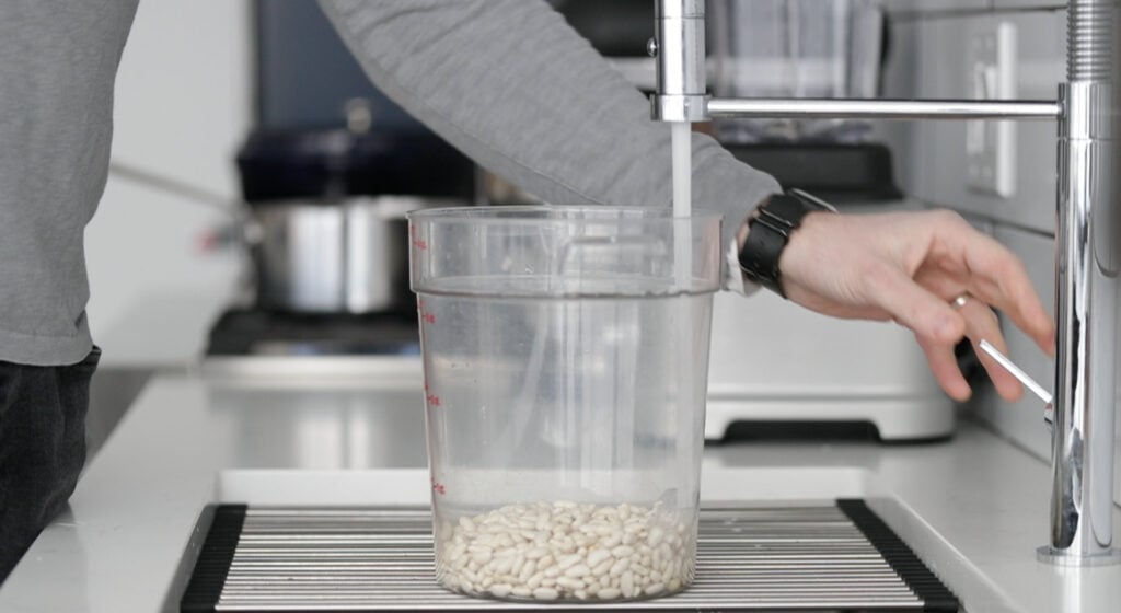 soak beans in a container overnight