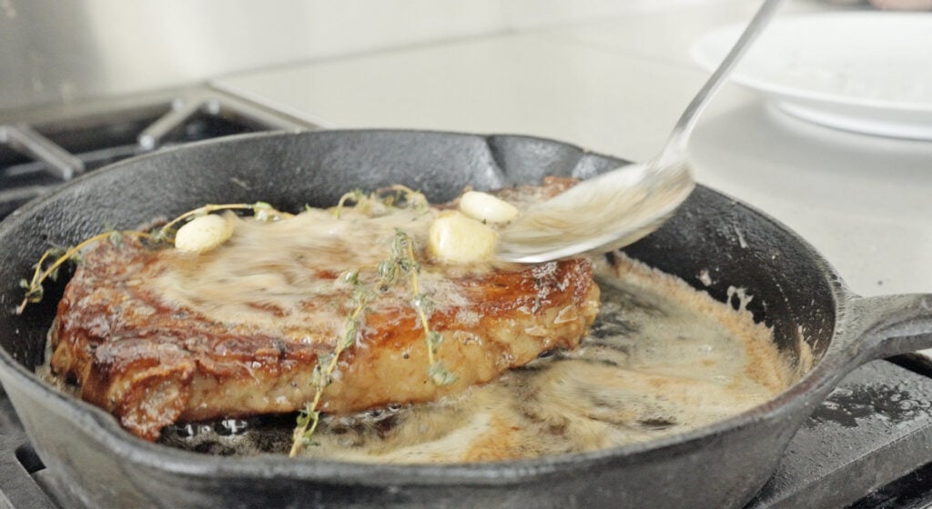 basting the ribeye