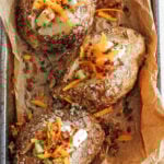 jacket potatoes in a pan