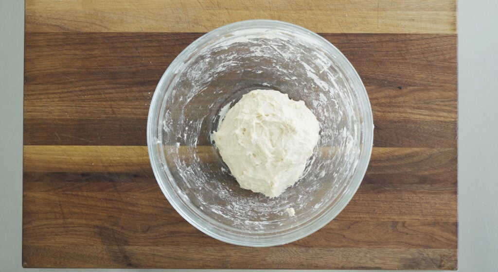 Flour mixed with water in small bowl