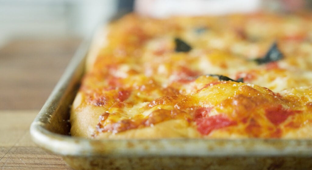 baked pizza focaccia in pan