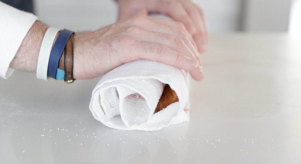 pumpkin cake rolled in a towel