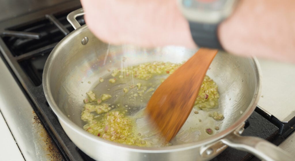 sauteing garlic and shallots