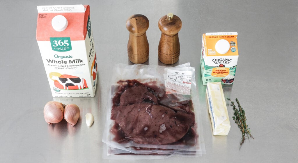 Ingredients for the beef liver spread