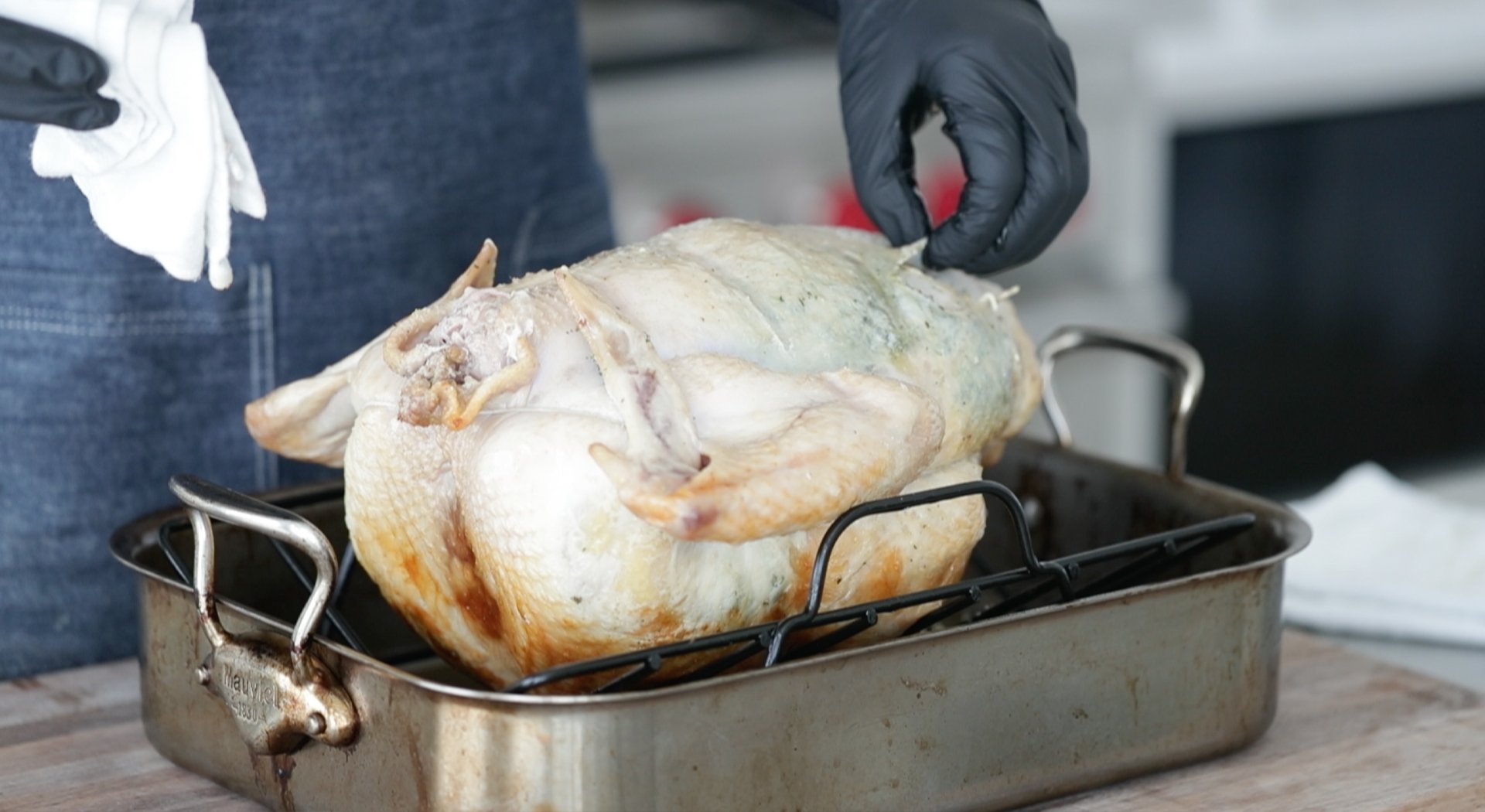 flipping a turkey over