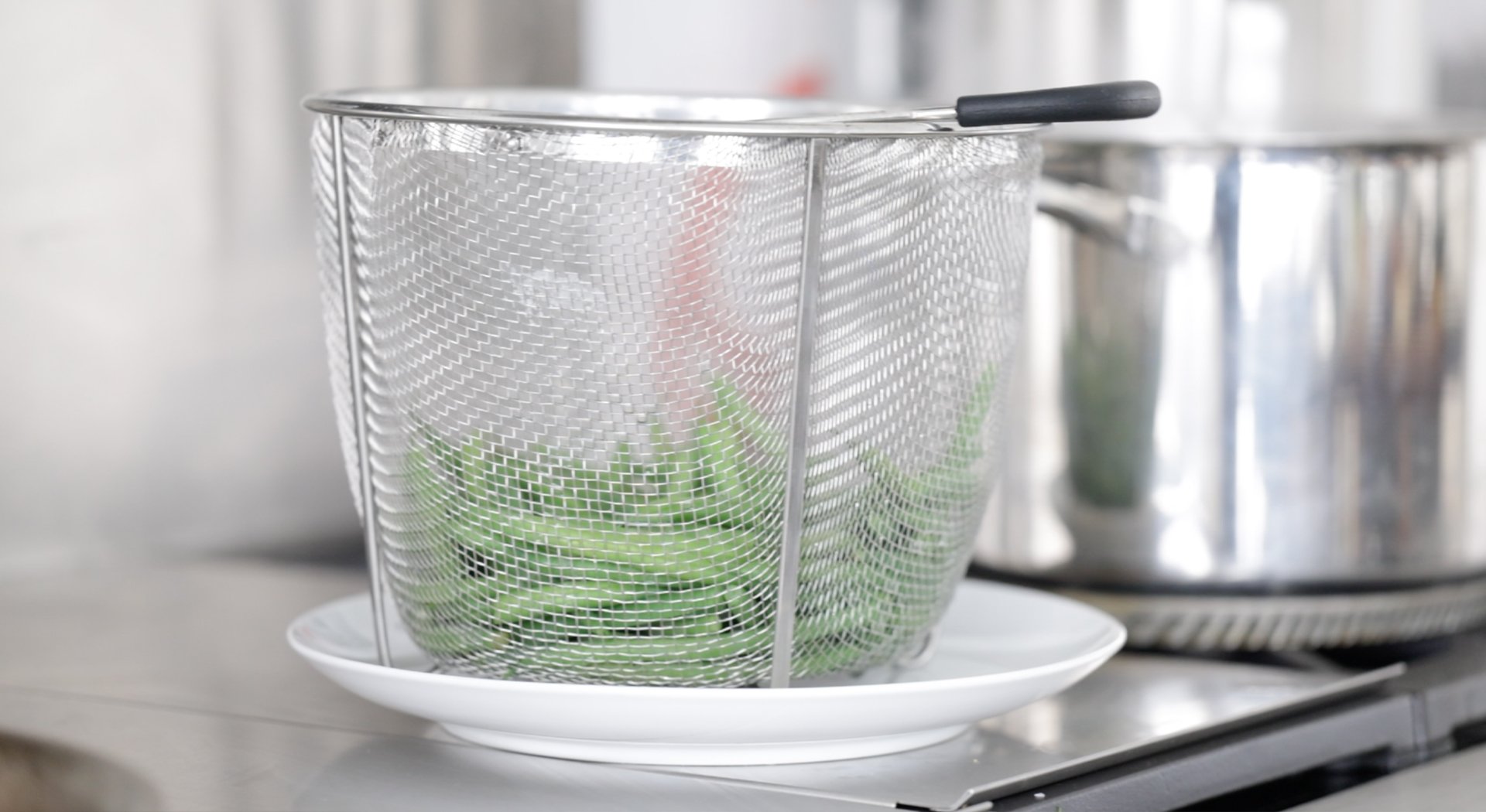 draining green beans