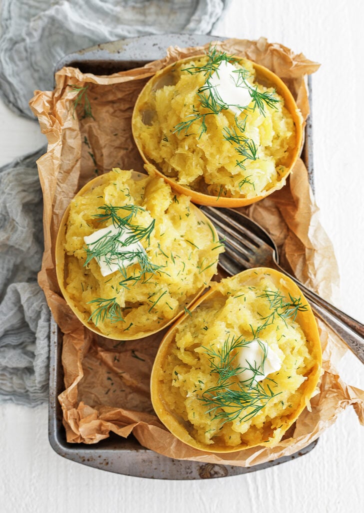 Spaghetti Squash on a tray