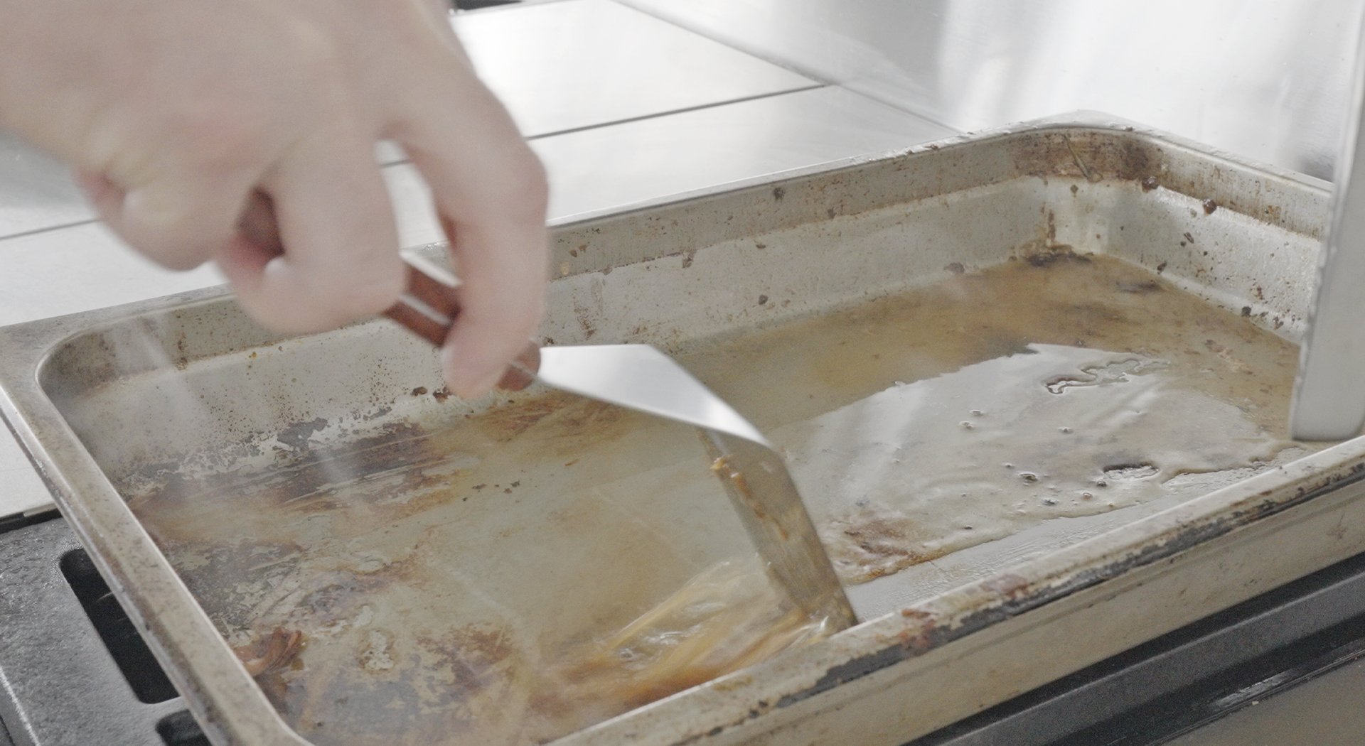 scraping fond from a pan