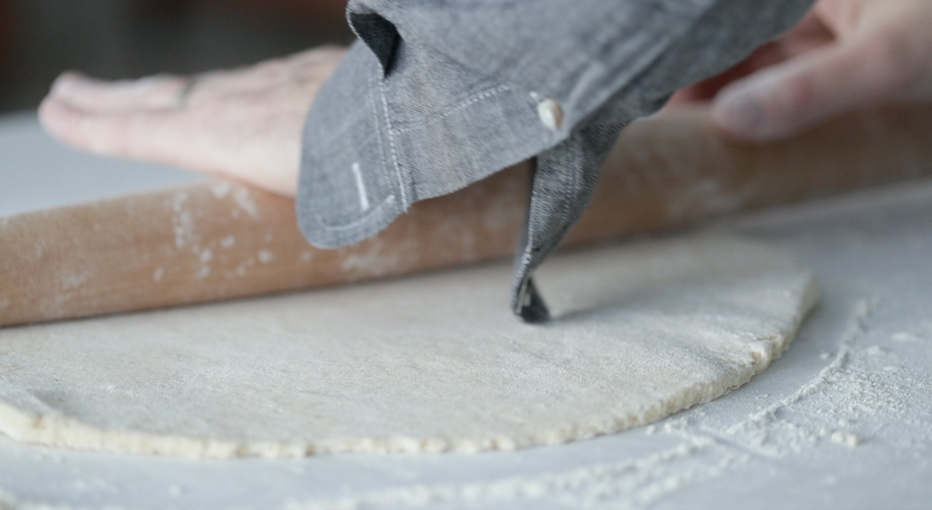 rolling out pie dough