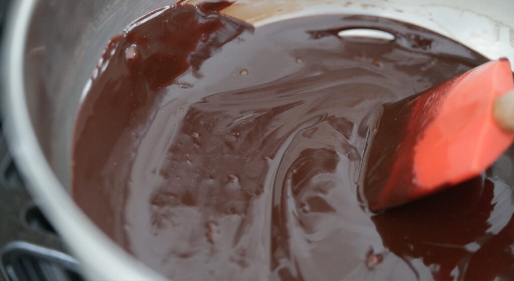 melted chocolate in a pot