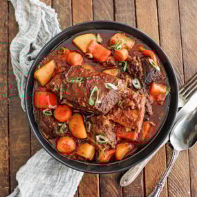 Beef Mechado in a serving bowl