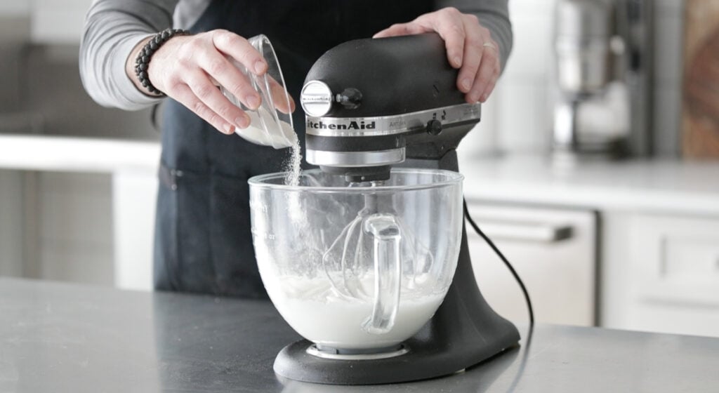 add in the sugar to bowl