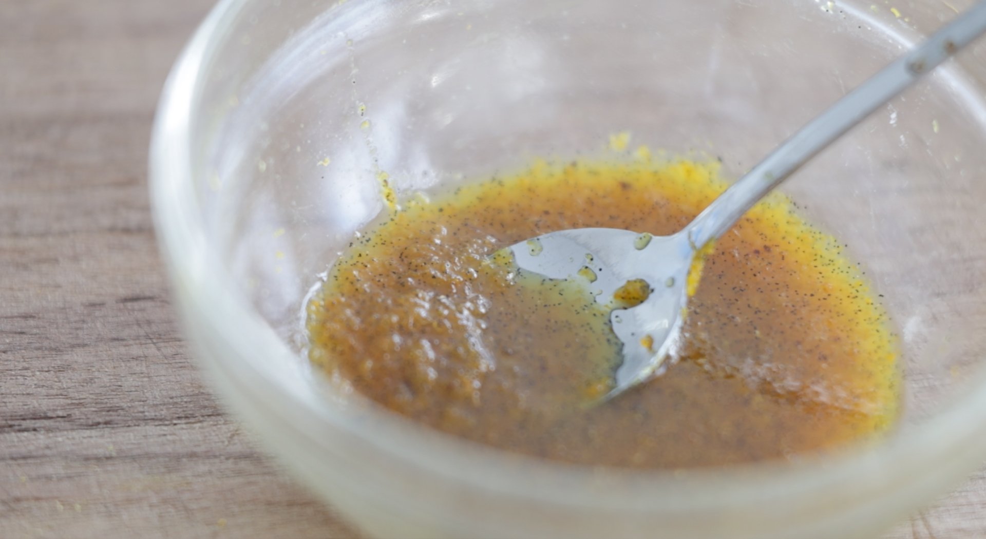 mixing zest with honey and vanilla