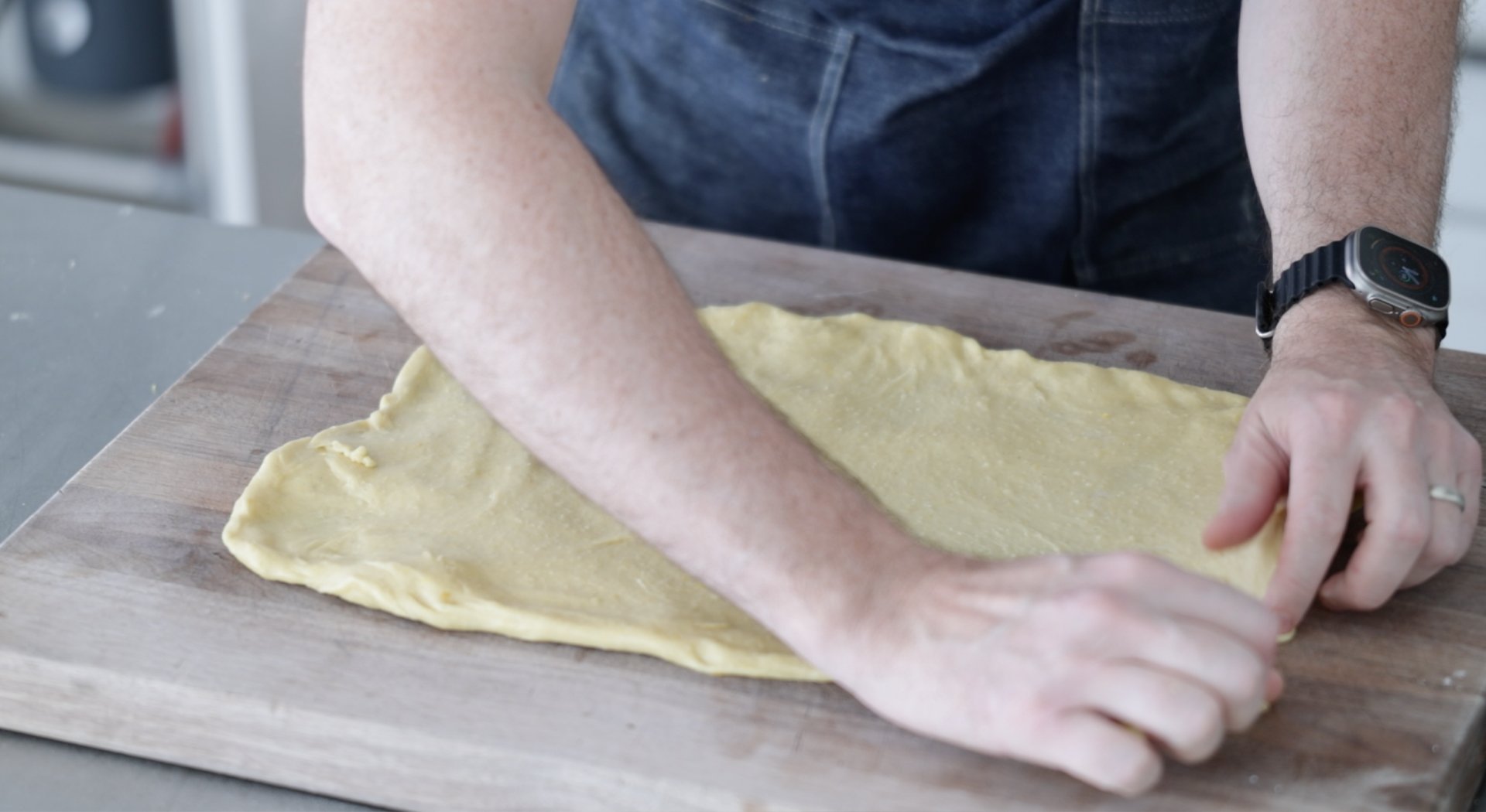 stretching dough