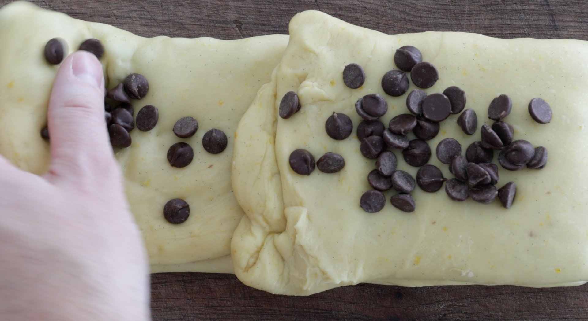 chocolate on folded dough