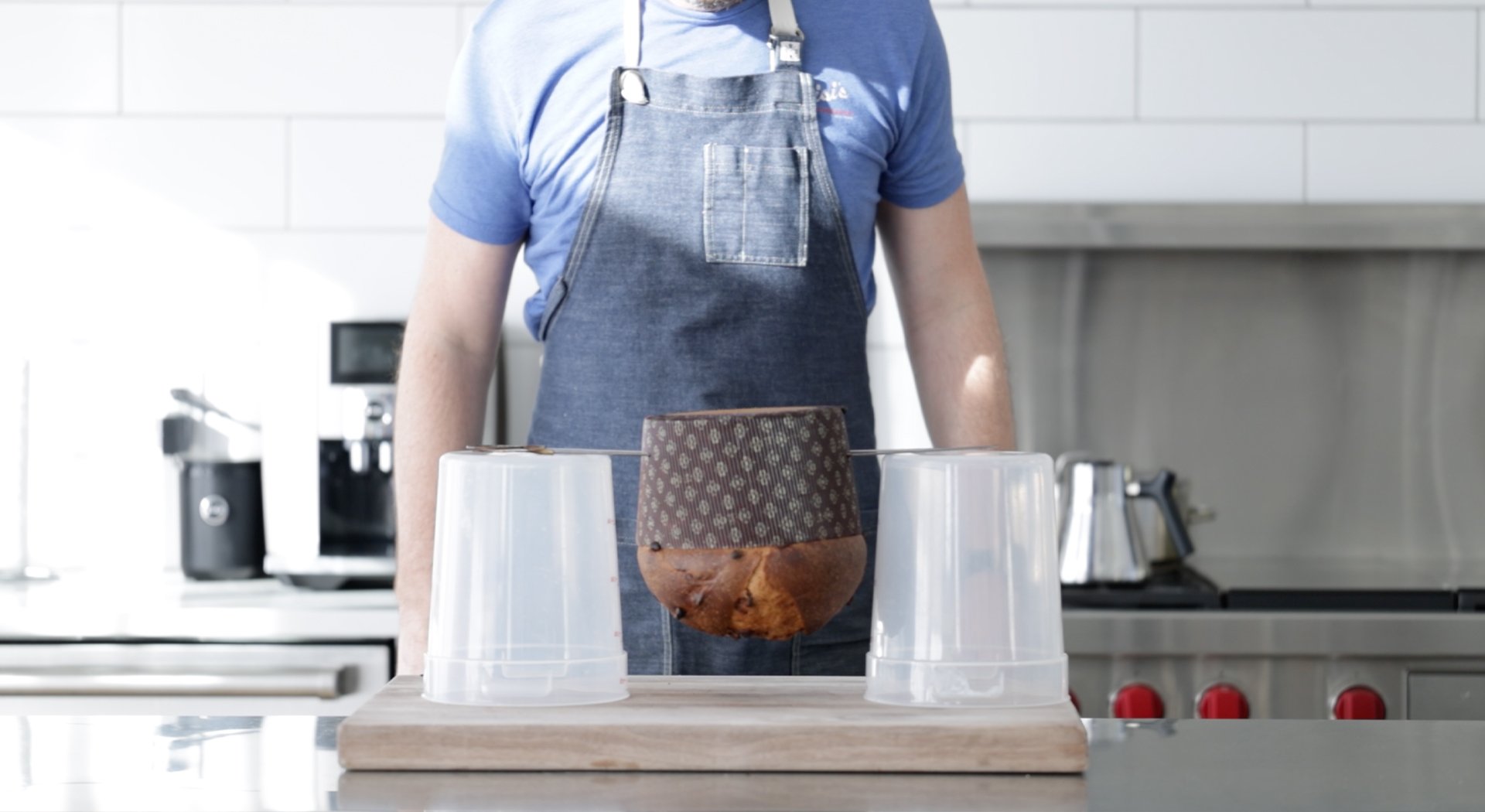 hanging panettone upside down.