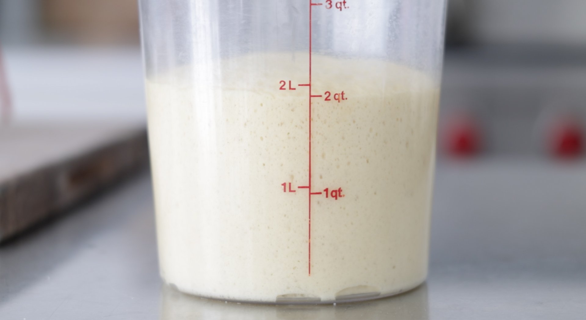 proofed dough in a container