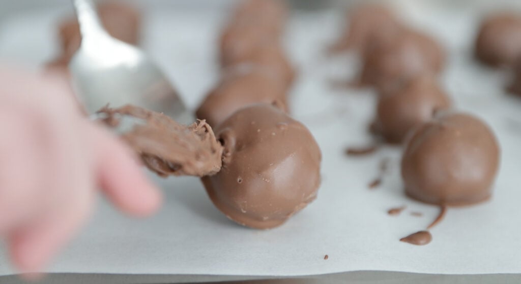 balls on a sheet of parchment paper