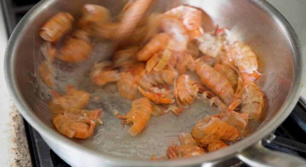 Shrimp Shells in a large pot