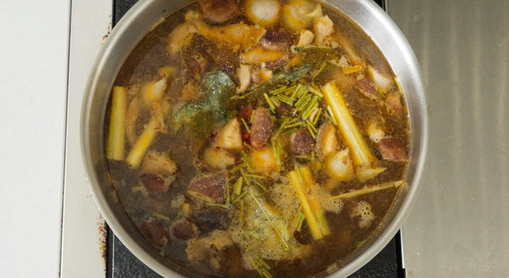 Close up of Ingredients added in a pot