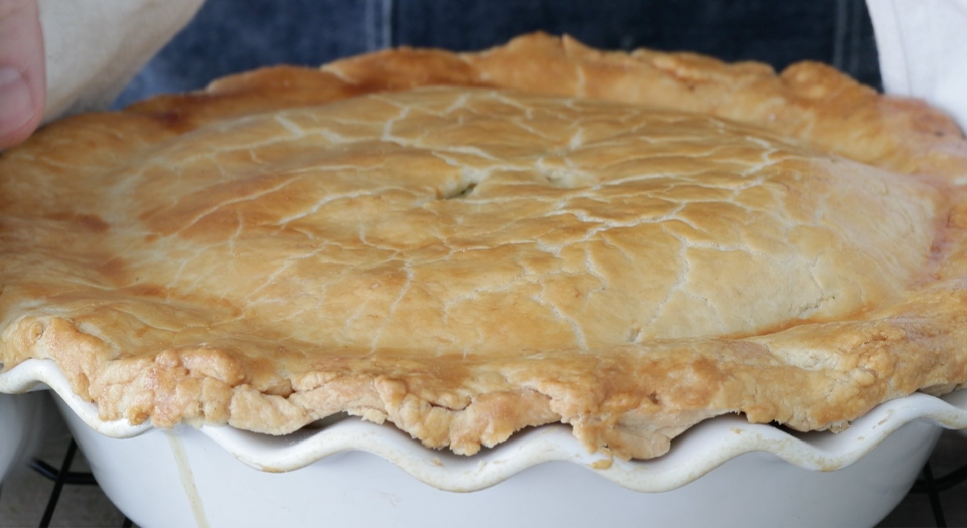 cooling a baked turkey pot pie