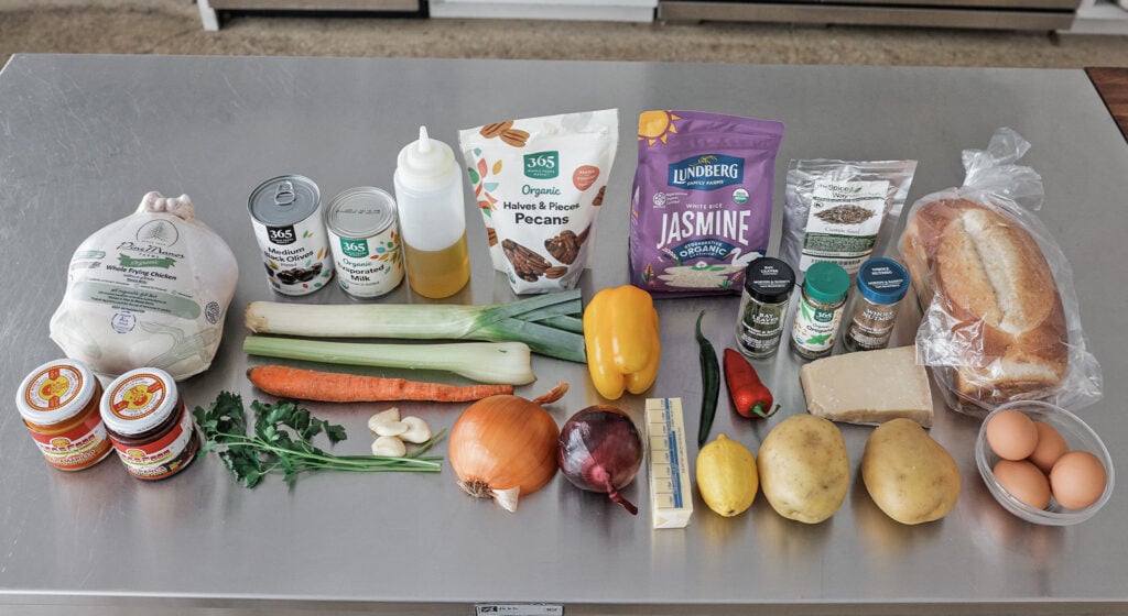 Aji de gallina ingredients on a table