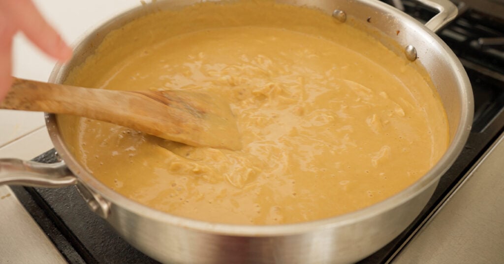 Finished sauce in a pot