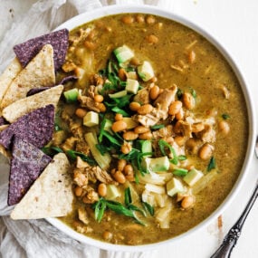 bowl of white chicken chili