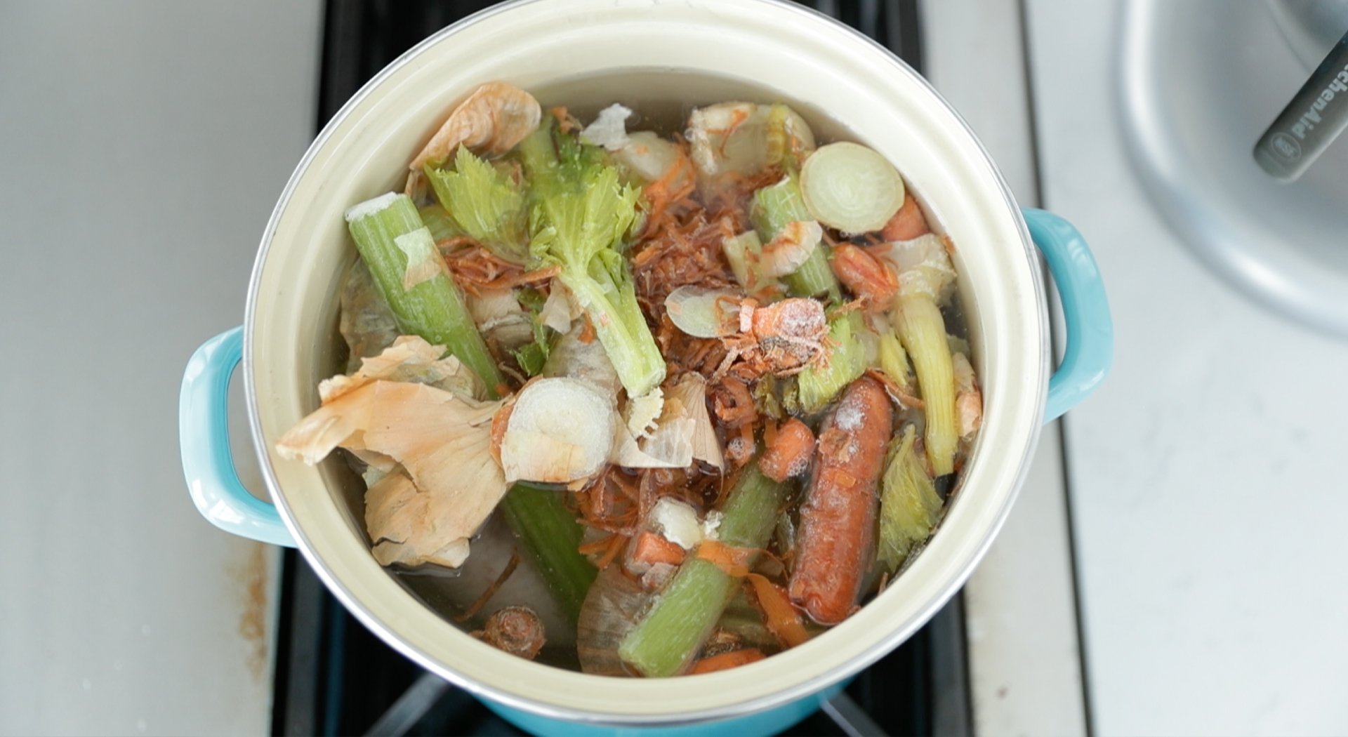 pot of vegetables and chicken