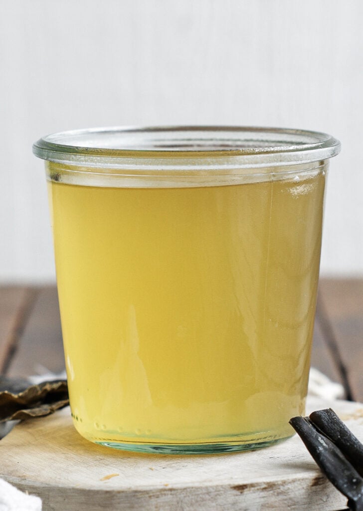 Dashi in a glass container