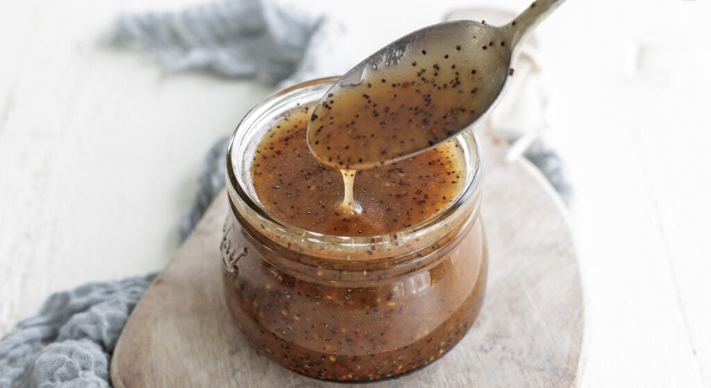 poppy seed dressing in a jar