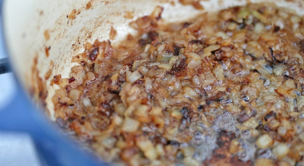 caramelized onions in a pot
