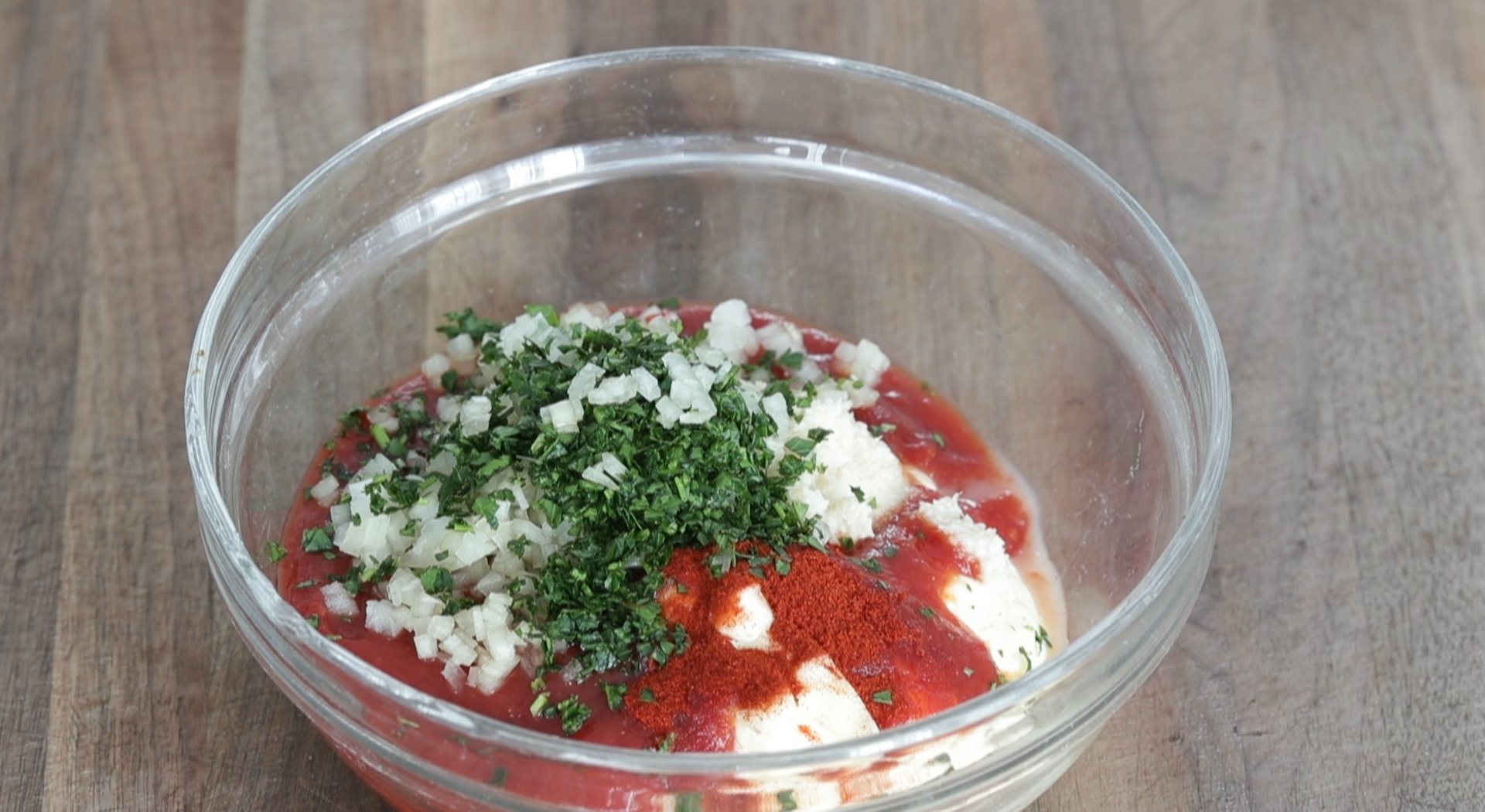 ingredients in a bowl for russian dressing