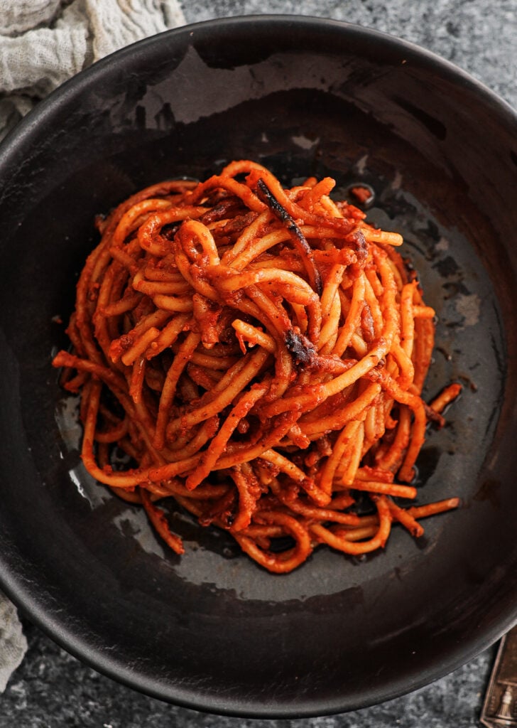 Spaghetti all assissina on a plate