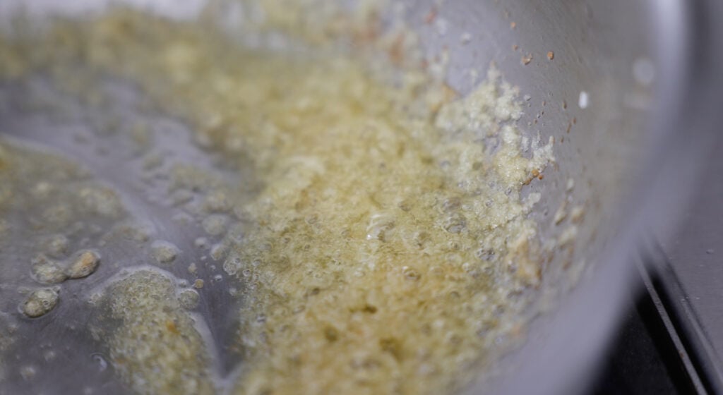 Finely minced Shallots in pot