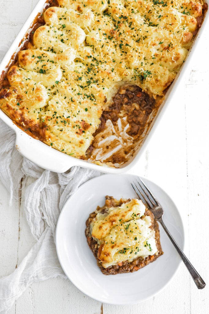 finished slice of cottage pie