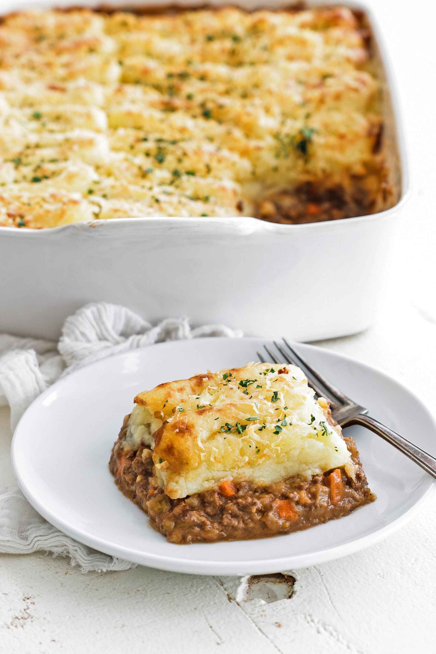 slice of cottage pie on a plate