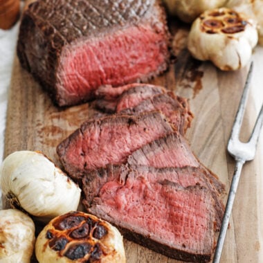 London Broil on a wooden board