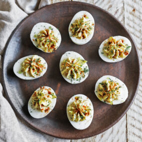 plate full of southern deviled eggs