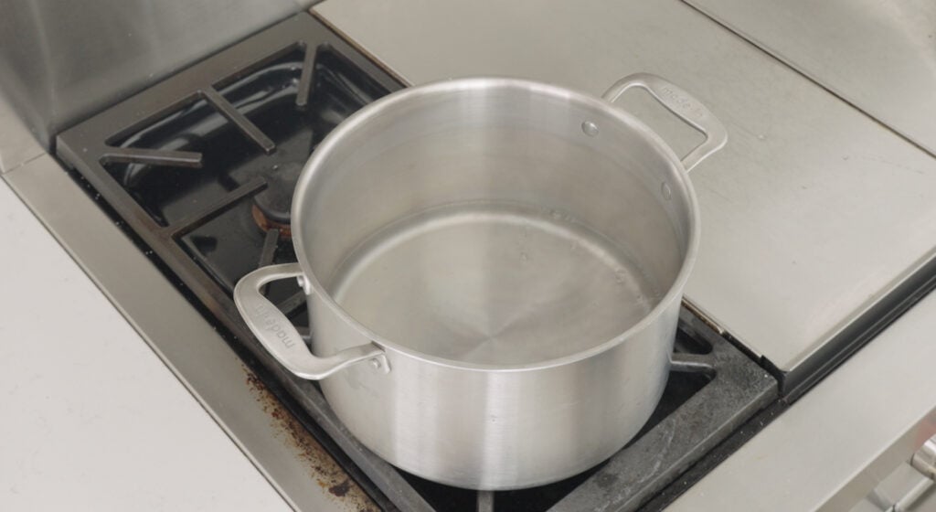 Large pot of water on the stove