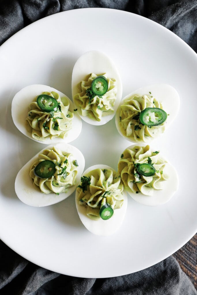 avocado deviled eggs with jalape&ntilde;os