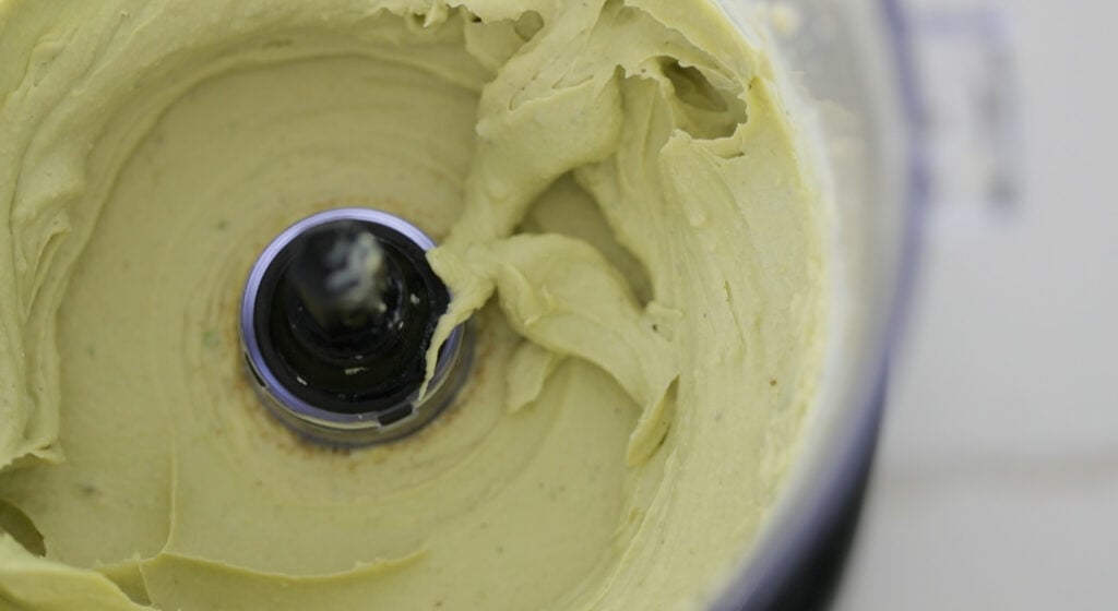 processing avocado in a food processor