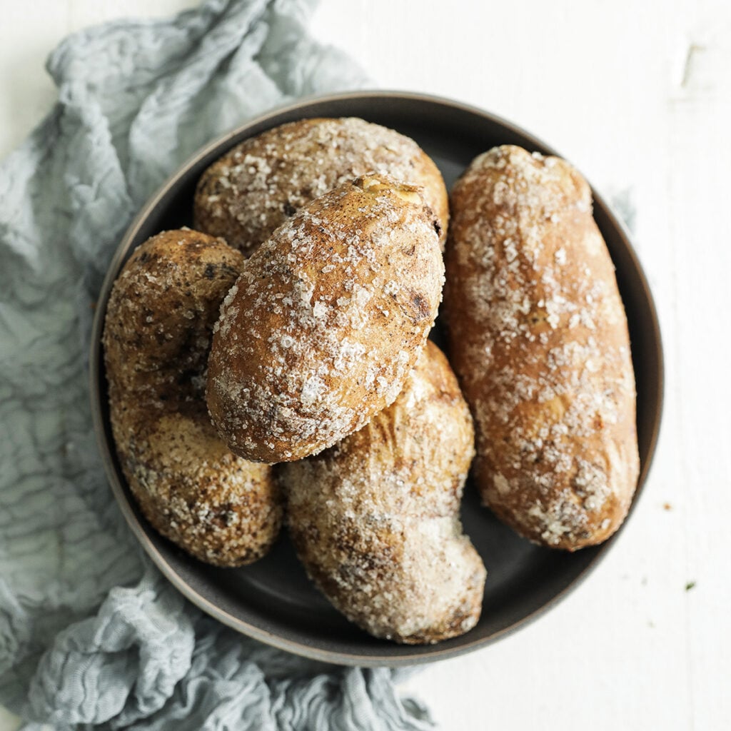 bowl of salted baked potatoes
