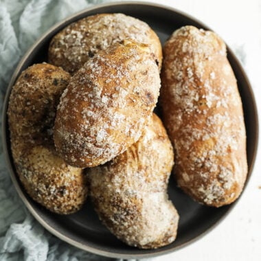 bowl of salted baked potatoes