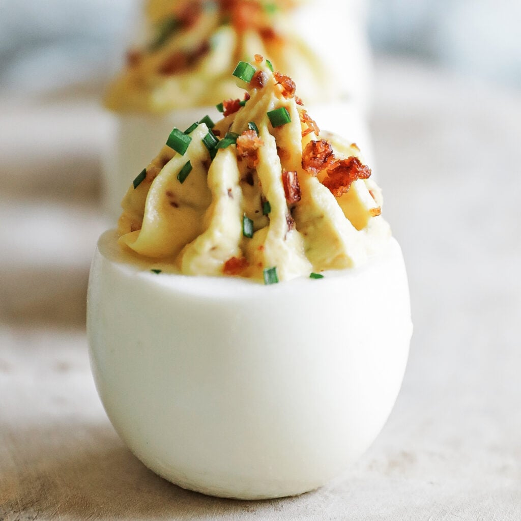 deviled egg with bacon