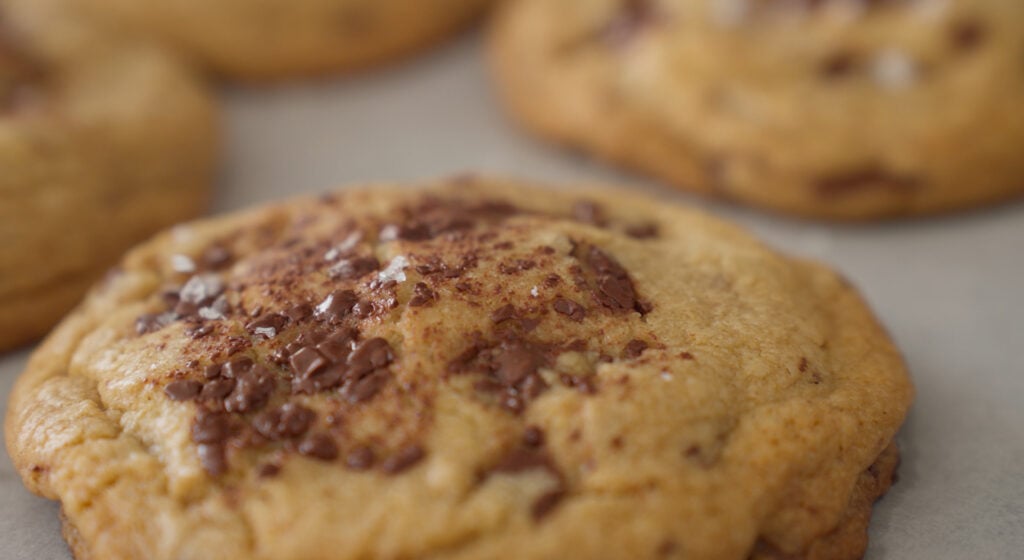 Close up of baked, browned cookie