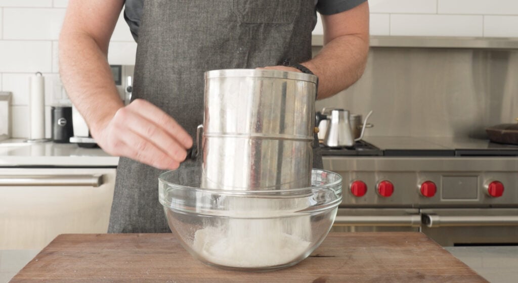 Sifting dry ingredients together