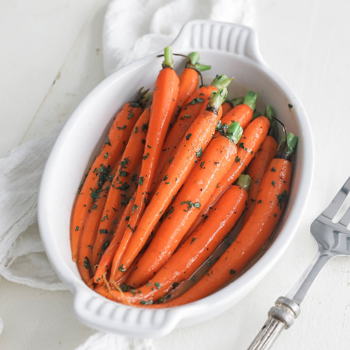 dish of glazed baby carrots