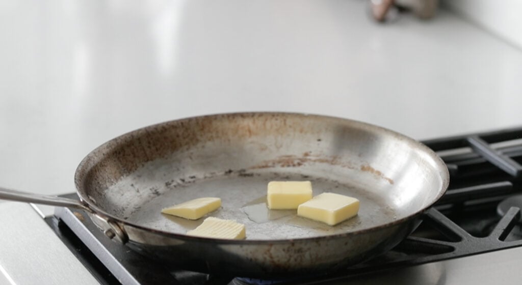 butter pieces on a pan