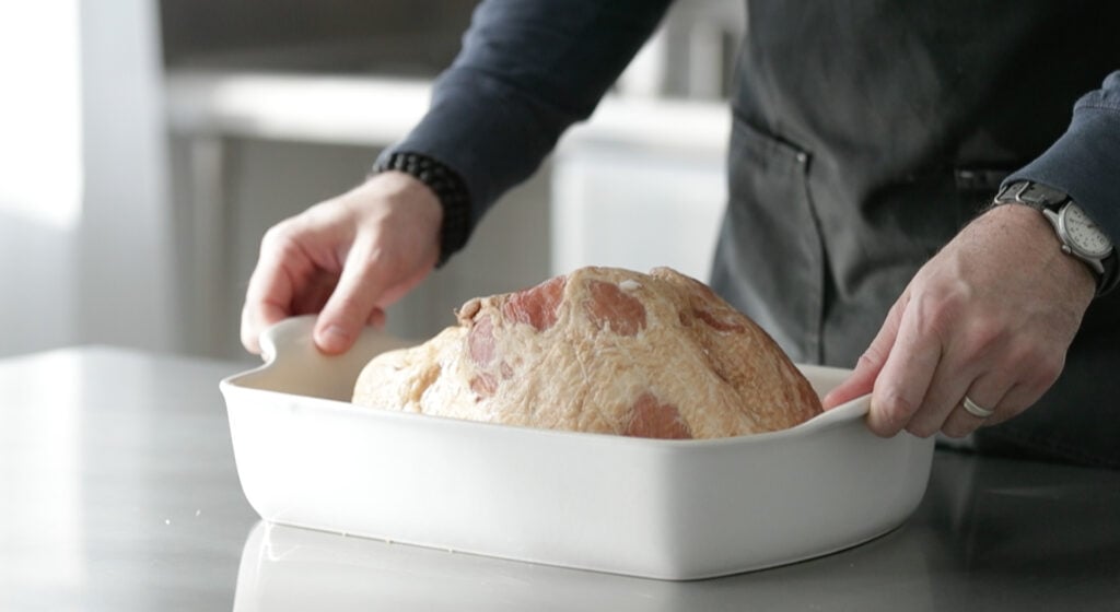 ham in the roasting pan